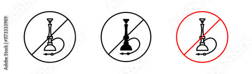 No hookah signs flat and linear vector illustration on white background.