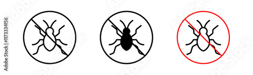 No parasitic insects signs flat and linear vector illustration on white background.
