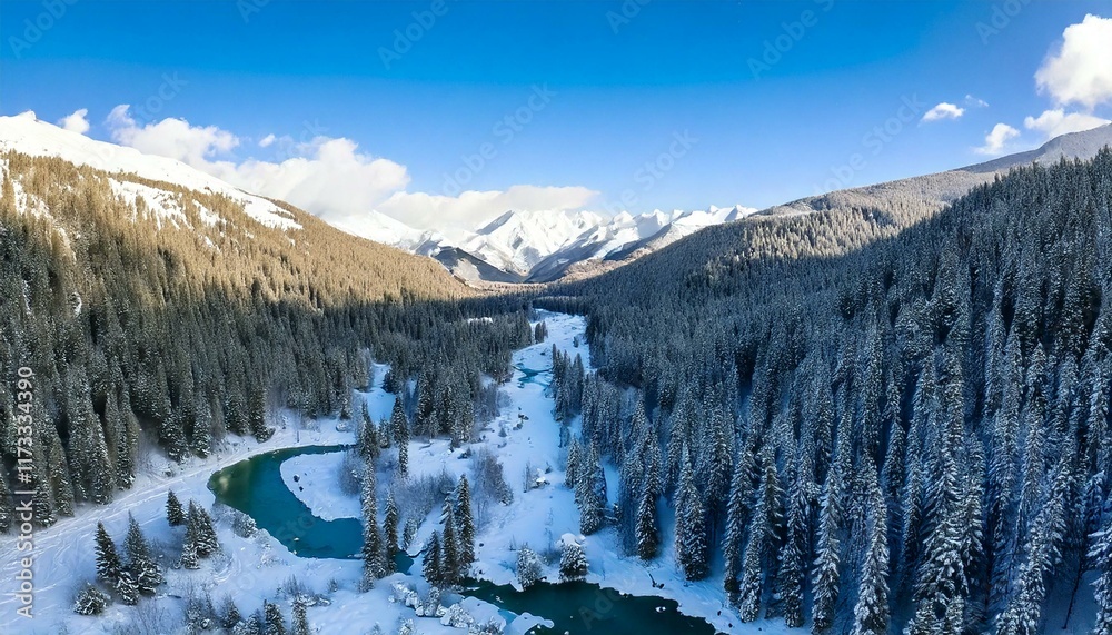 Cold and snowy winter. Sappada Dolomites from above. Cold and snowy winter. Sappada Dolomites from above.