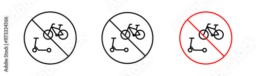 No scooters signs flat and linear vector illustration on white background.