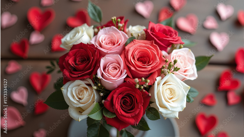 Obraz premium Celebrate Love with Elegant Heart Motifs and Stunning Rose Arrangements for Every Occasion