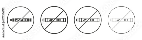 No vaping icon flat and linear vector illustration on white background.
