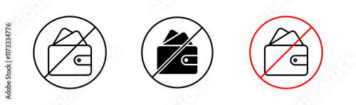 No wallet signs flat and linear vector illustration on white background.