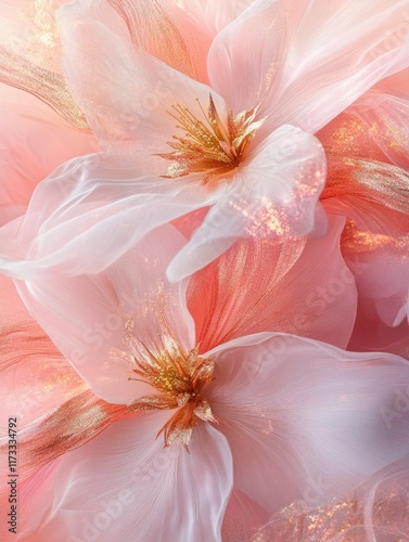 Vibrant Flower Macro with Pink and White Background