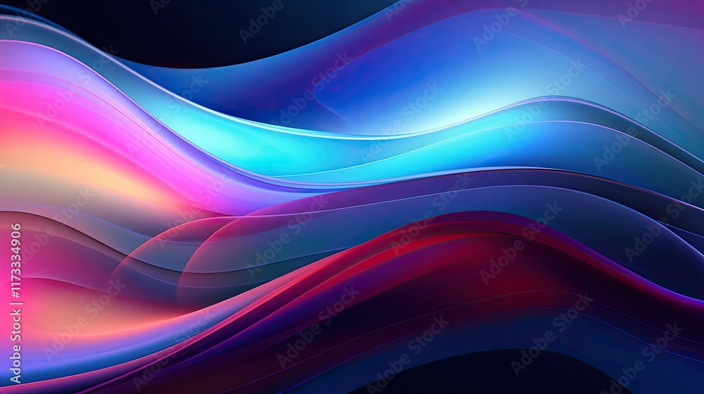 Iridescent, undulating surfaces reflecting a spectrum of colors and light. Iridescent, undulating surfaces reflecting a spectrum of colors and light.