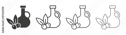 Olive oil icon flat and linear vector illustration on white background.