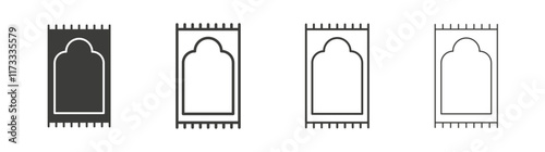 Prayer rug icon flat and linear vector illustration on white background.