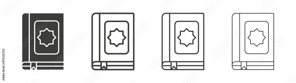 Quran kareem icon flat and linear vector illustration on white background. Quran kareem icon flat and linear vector illustration on white background.