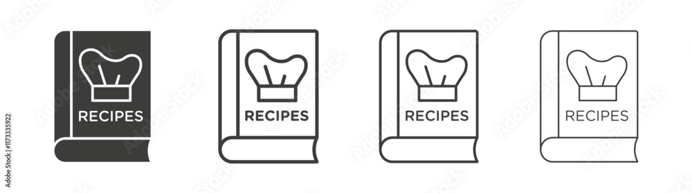 Recipe book icon flat and linear vector illustration on white background.