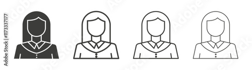 Student Girl icon flat and linear vector illustration on white background.