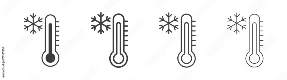 Thermometer cold icon flat and linear vector illustration on white background. Thermometer cold icon flat and linear vector illustration on white background.