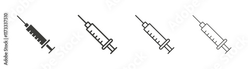 Syringe icon flat and linear vector illustration on white background.