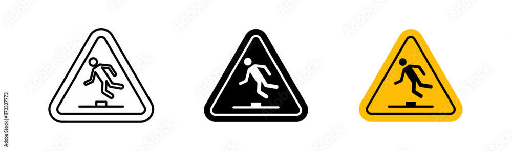 Tripping hazard warning signs flat and linear vector illustration on white background. Tripping hazard warning signs flat and linear vector illustration on white background.