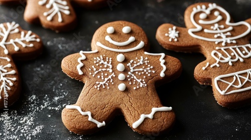 Close Up of Festive Gingerbread Cookies photo