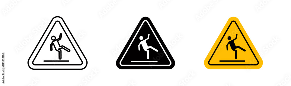 Wet Floor signs flat and linear vector illustration on white background. Wet Floor signs flat and linear vector illustration on white background.