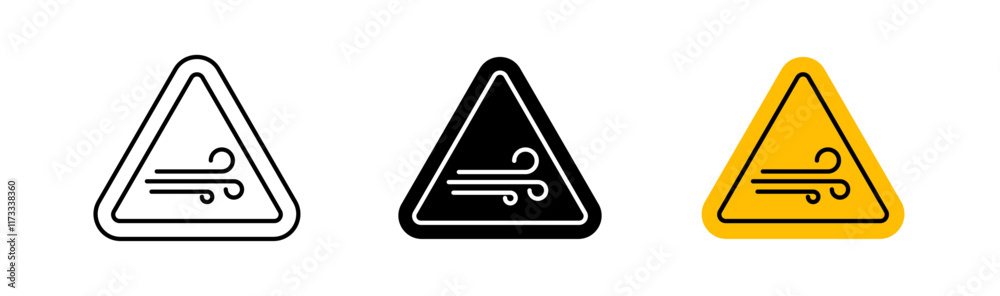 Wind warning signs flat and linear vector illustration on white background. Wind warning signs flat and linear vector illustration on white background.