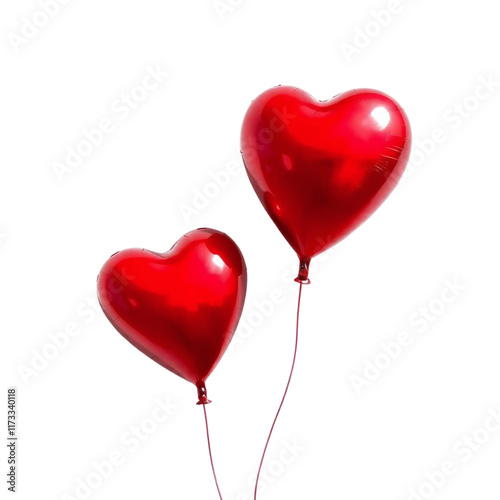 heart shaped balloons isolated on white background