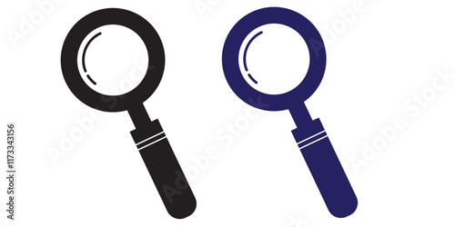Print Search icon. Magnifying glass vector illustration. Explore and discover symbol. Zoom and enlarge sign. Magnifier pictogram.