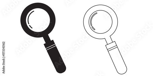 Print Search icon. Magnifying glass vector illustration. Explore and discover symbol. Zoom and enlarge sign. Magnifier pictogram.