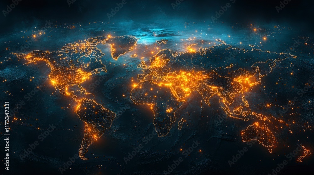 Global network visualization with connected points forming Earth shape Global network visualization with connected points forming Earth shape