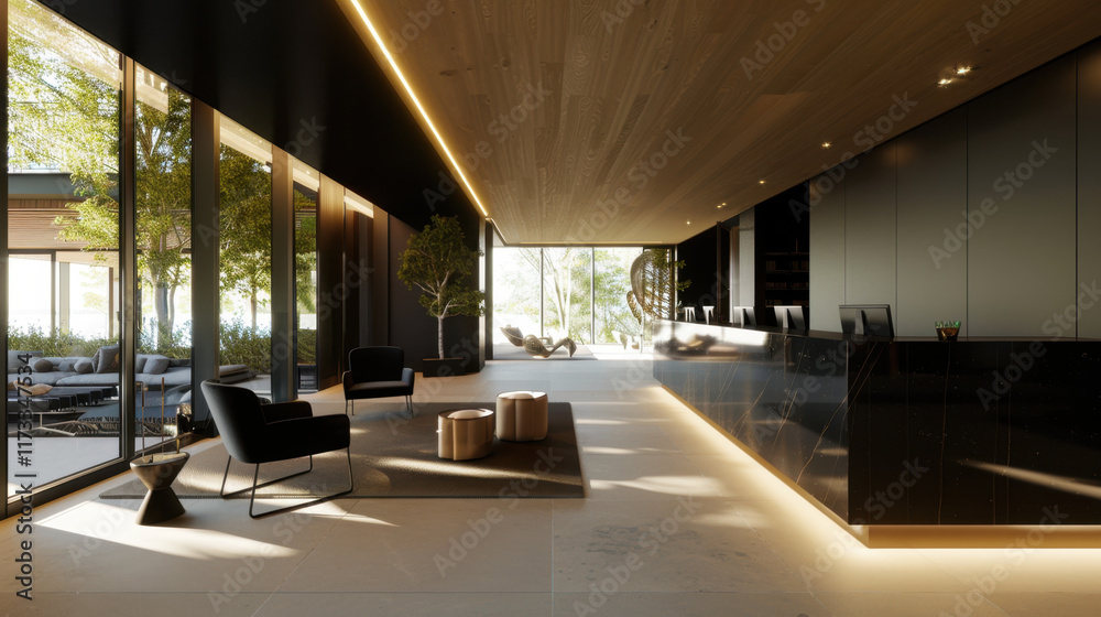 custom made wallpaper toronto digitalmodern reception area with black desk