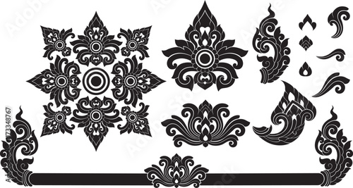 Elegant Thai Ornament Traditional Elements for Versatile Design