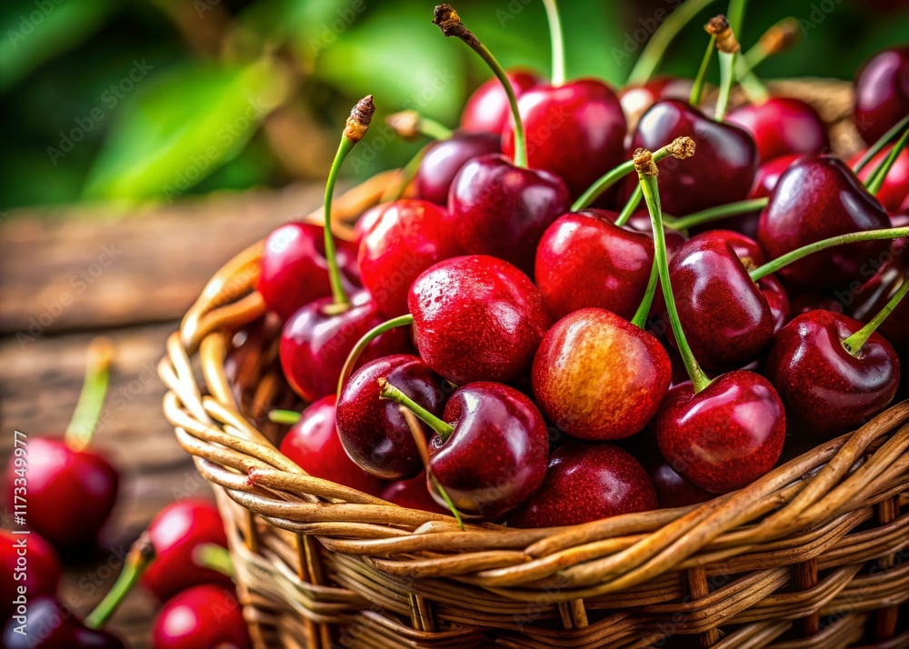 Macro Photography: Juicy Cherries in a Basket – Sweet Summer Fruit Macro Photography: Juicy Cherries in a Basket – Sweet Summer Fruit