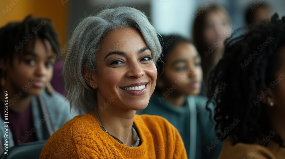 Obraz premium Educator Smiling at Class