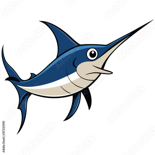 Marlin fish isolated flat vector illustration on white background