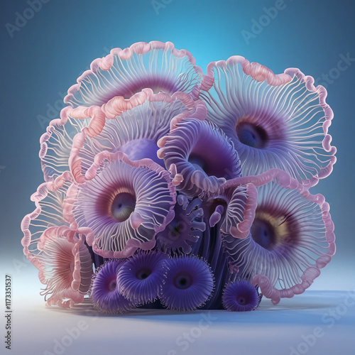 sea ​​anemone with beautiful colors, ai generated