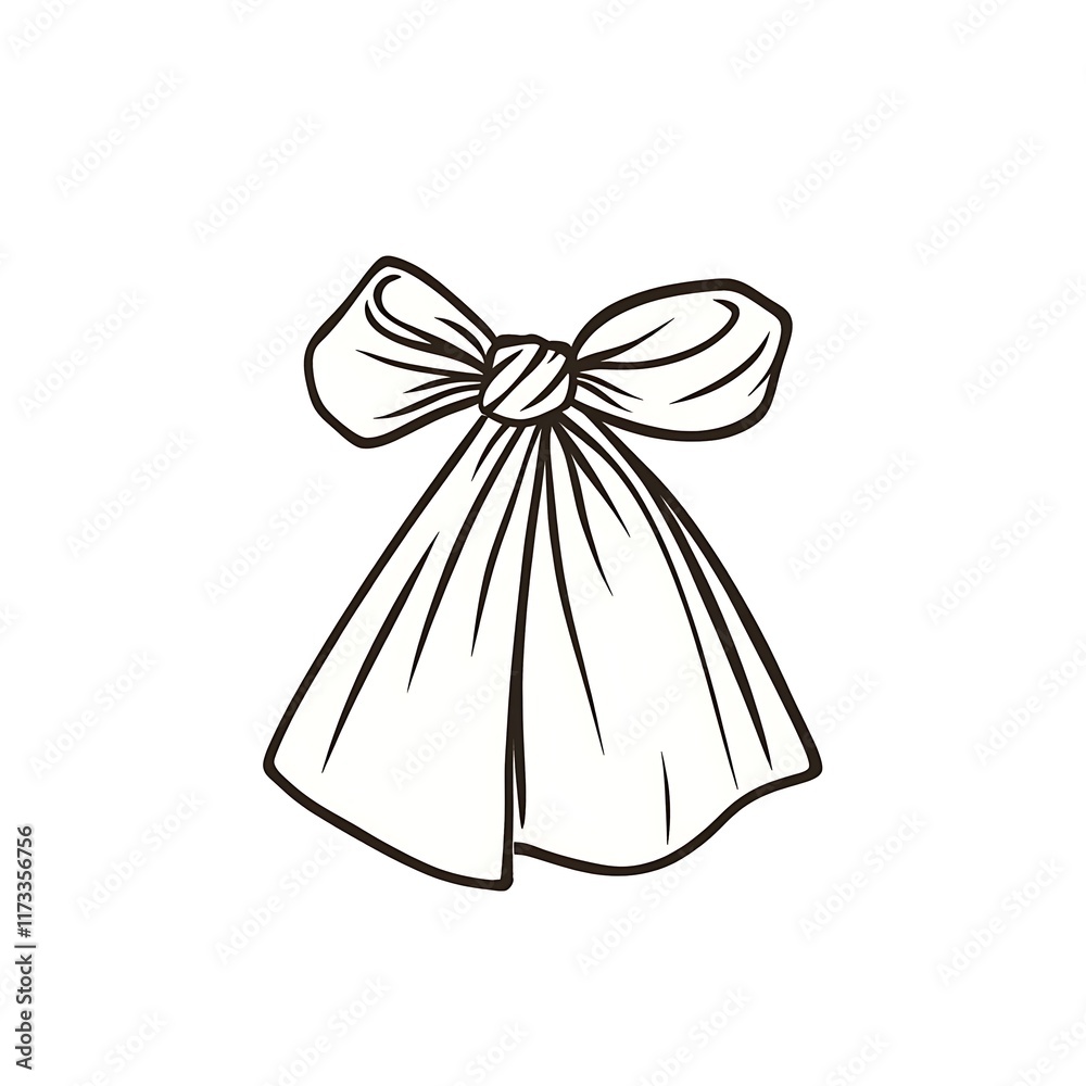 Line art of a tied ribbon bow. Line art of a tied ribbon bow.