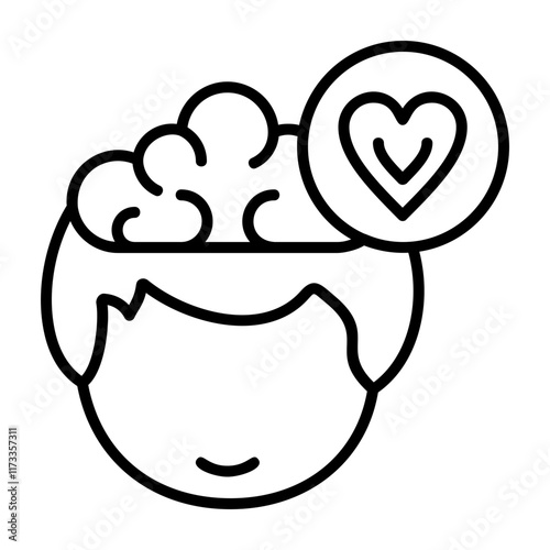 In Love Human Mind Outline Style Icon