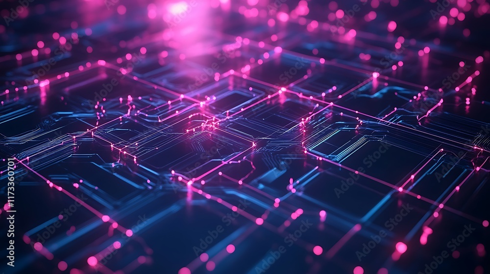 Obraz premium Abstract digital circuit board glowing, technology background.