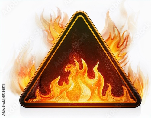 A wildfire warning poster icons of flames, isolated on white.	