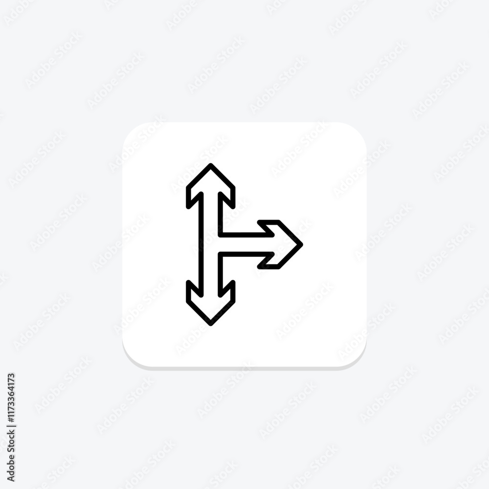 Three Way Arrow line icon , vector, pixel perfect, illustrator file Three Way Arrow line icon , vector, pixel perfect, illustrator file