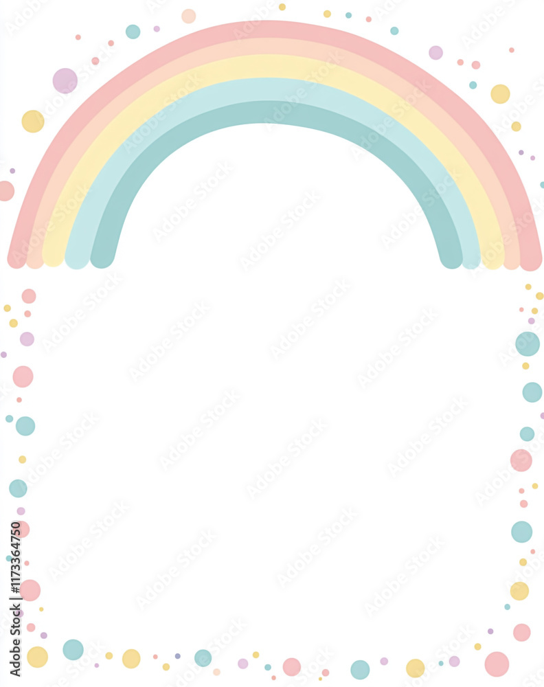 A colorful frame with a teal background, white and pink dots, and rainbows at the top. The center is blank, likely for adding text or images.
A colorful frame with a teal background, white and pink dots, and rainbows at the top. The center is blank, likely for adding text or images.