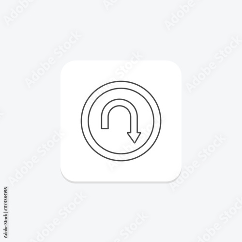 U Turn thinline icon , vector, pixel perfect, illustrator file