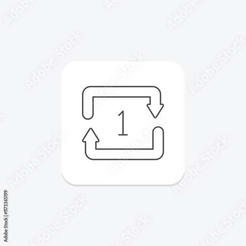 Repeat Once thinline icon , vector, pixel perfect, illustrator file