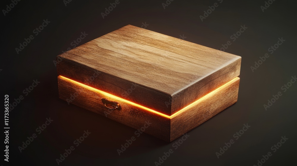 This artistic image features a wooden box with warm glowing accents that enhance its natural beauty, set against a dark background for striking contrast. This artistic image features a wooden box with warm glowing accents that enhance its natural beauty, set against a dark background for striking contrast.