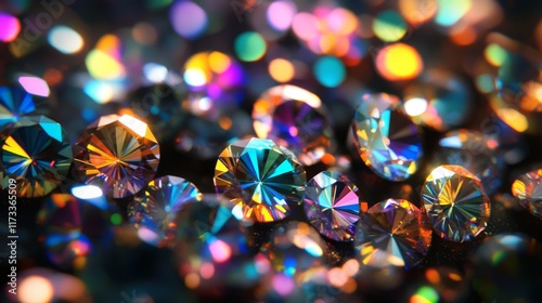 A close up of a bunch of colorful diamonds