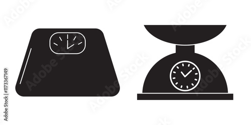 Print Minimalist vector illustration of scales of justice in black and white. Editable stroke.