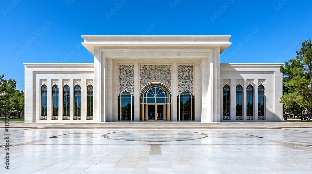 Obraz premium Modern Islamic Architecture White Marble Building Grand Entrance