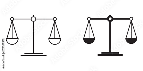 Print Kitchen scales line icon vector illustration set.