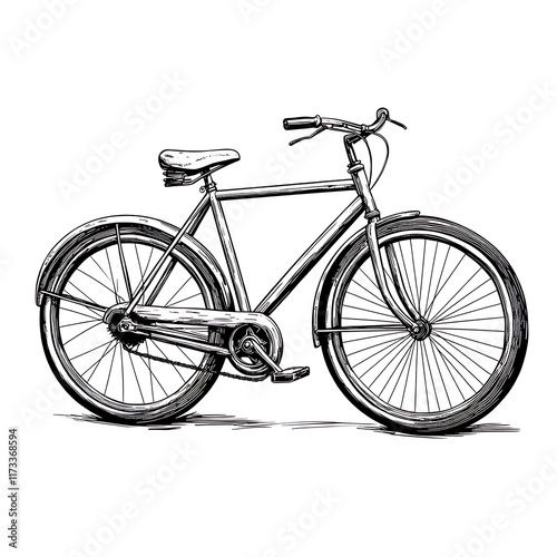 Bicycle line drawing, sketch style. photo