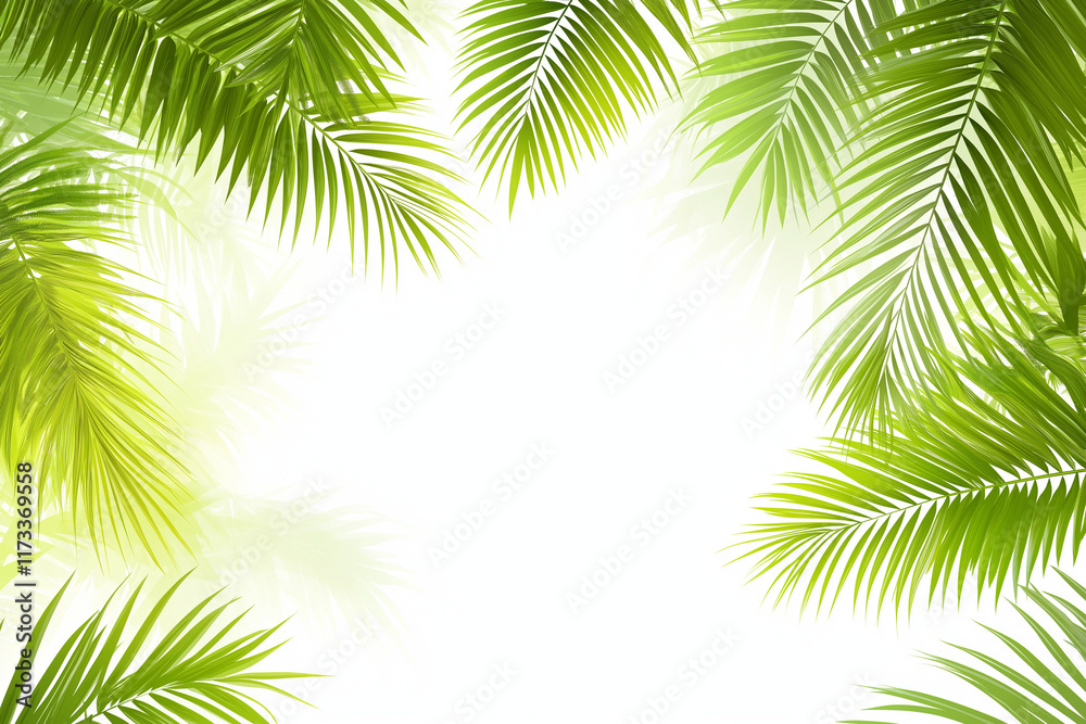 Naklejka premium Vector green tropical background with palm leaves for decoration, covers, backgrounds, wallpapers