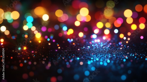 Wallpaper Mural A colorful, blurry image of a cityscape with bright lights and a blue sky Torontodigital.ca