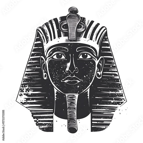 Sketch of Egyptian pharaoh with nemes headdress.