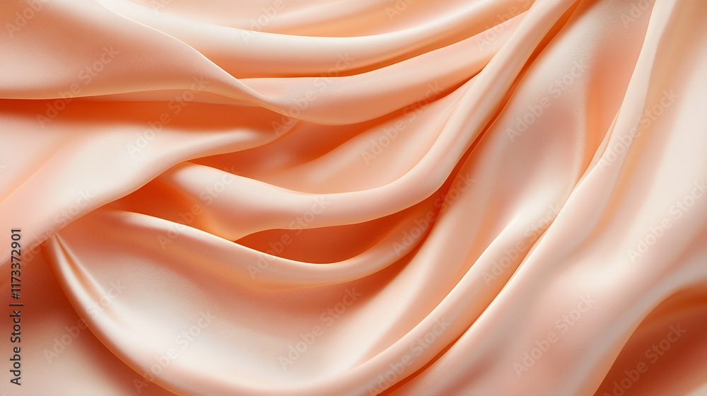 Peach Satin Fabric Draped Softly Elegant Texture