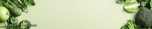 Fresh green vegetable banner background with copy space