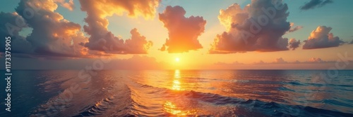 Golden hues on the sea, silvery clouds - Ostsee Sonnenuntergang, golden hues, silvery clouds, dawn